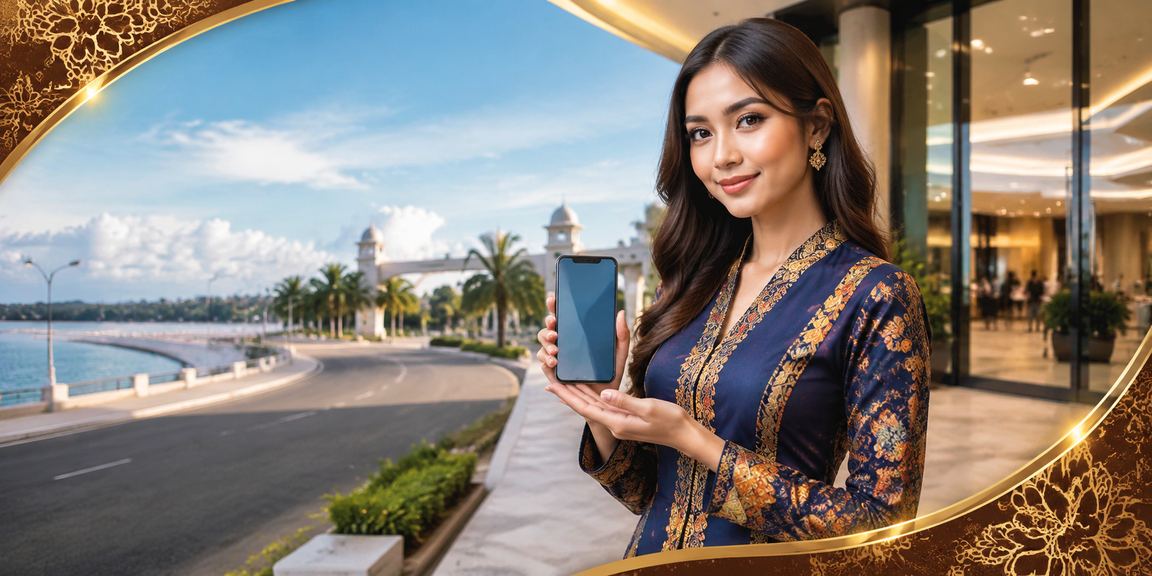 Proses deposit pertama di Kuantan menggunakan peranti mudah alih dengan pakaian batik